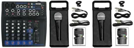 Gemini GEM-08USB 8 Channel Bluetooth Mixer w/USB 8 Ins/2 Bus/3 Band EQ+(2) Mics