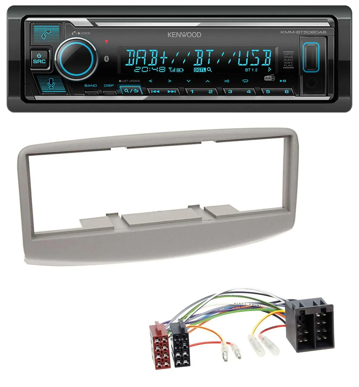 Kenwood Bluetooth MP3 DAB USB Autoradio für Fiat Multipla 186 1999-2010 grau
