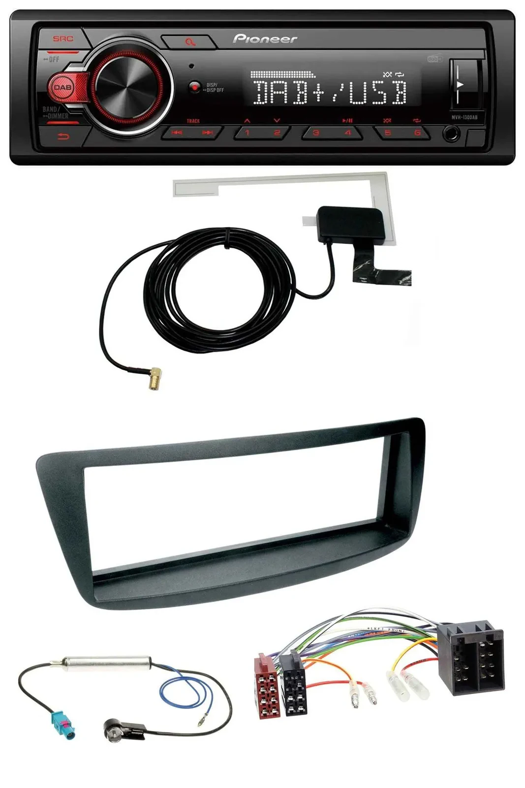 Pioneer 1DIN MP3 DAB USB AUX Autoradio für Citroen C1 Peugeot 107 Fakra Phantome