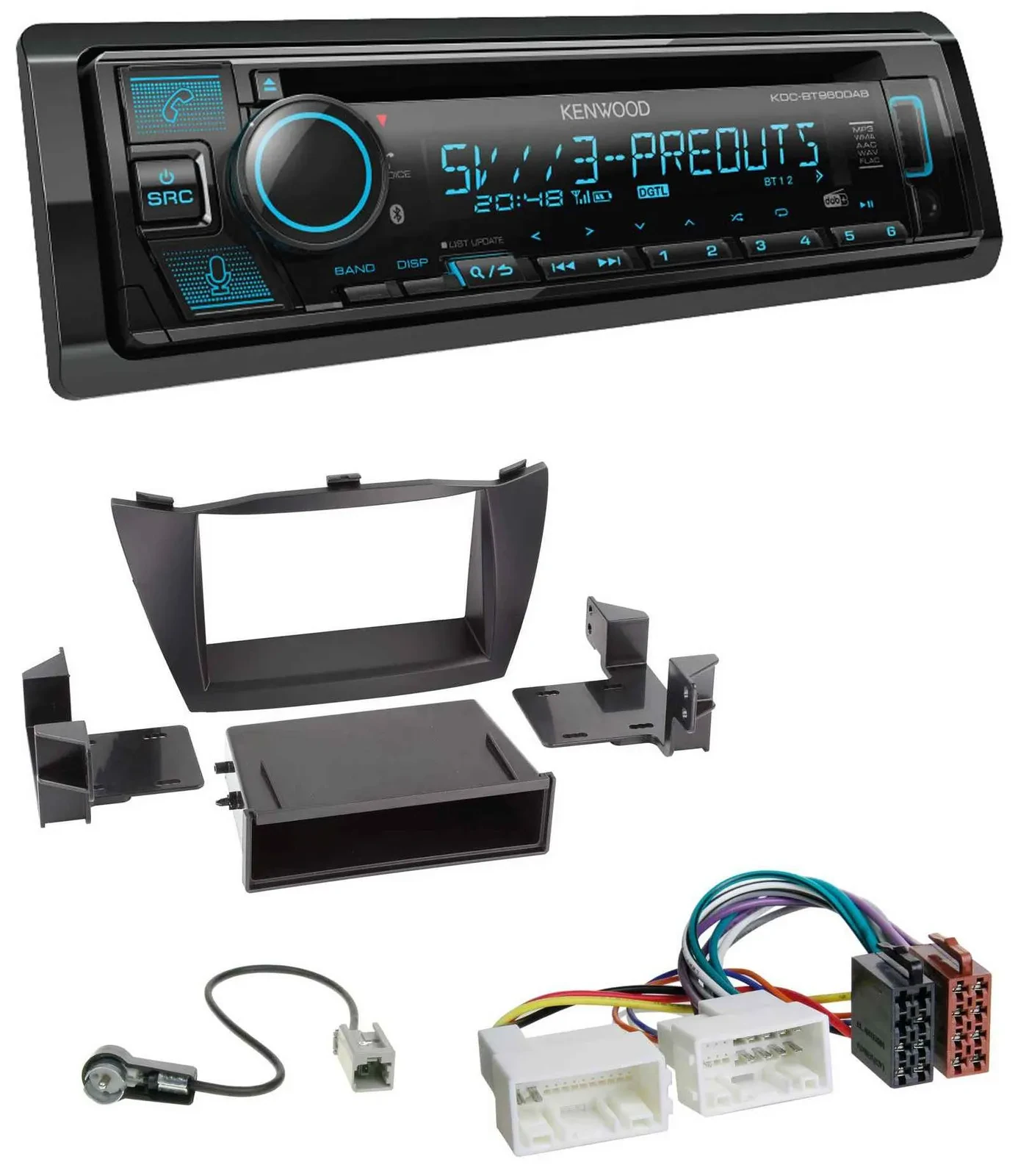 Автомагнитола Kenwood Bluetooth USB CD MP3 DAB для Hyundai Tucson (2010–2015)