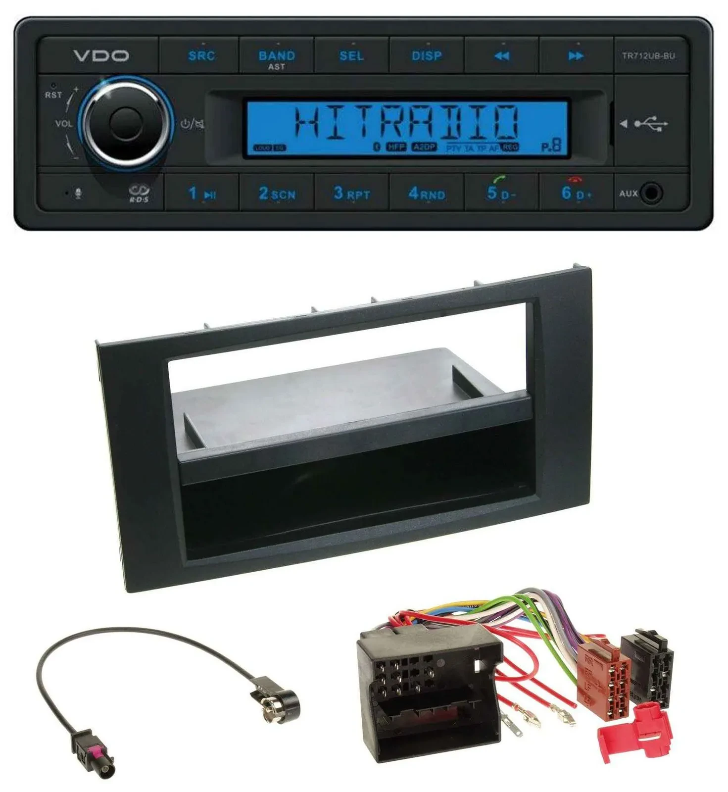Автомагнитола для Ford Fusion/Transit/Kuga (2005–2012) VDO Bluetooth, USB, AUX, MP3 черная