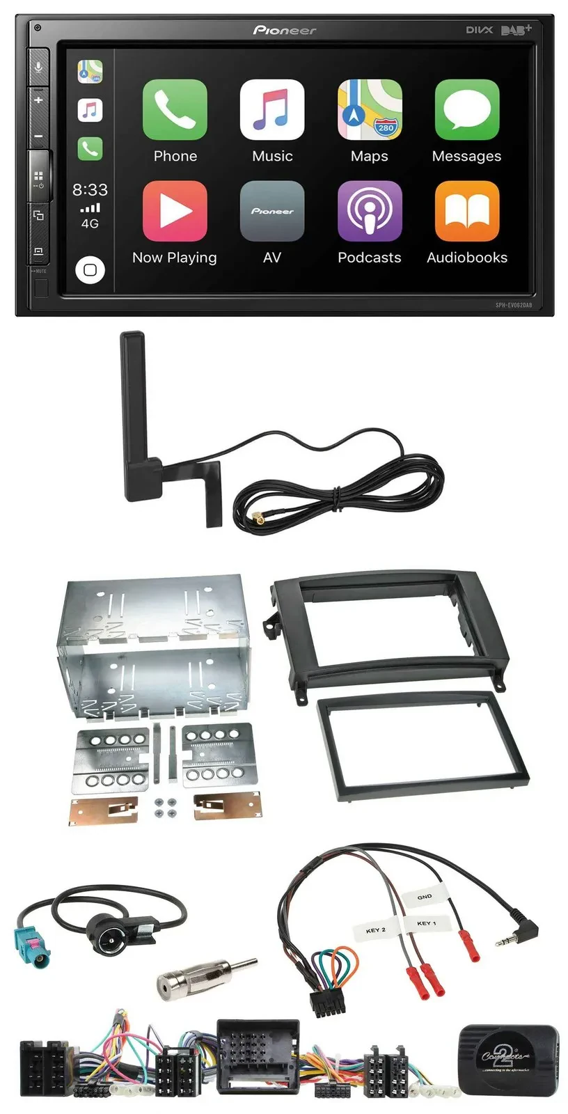 Автомагнитола для Mercedes Vito/Viano W639 Pioneer 2DIN, USB, Bluetooth, DAB, совместимая с кнопками на руле