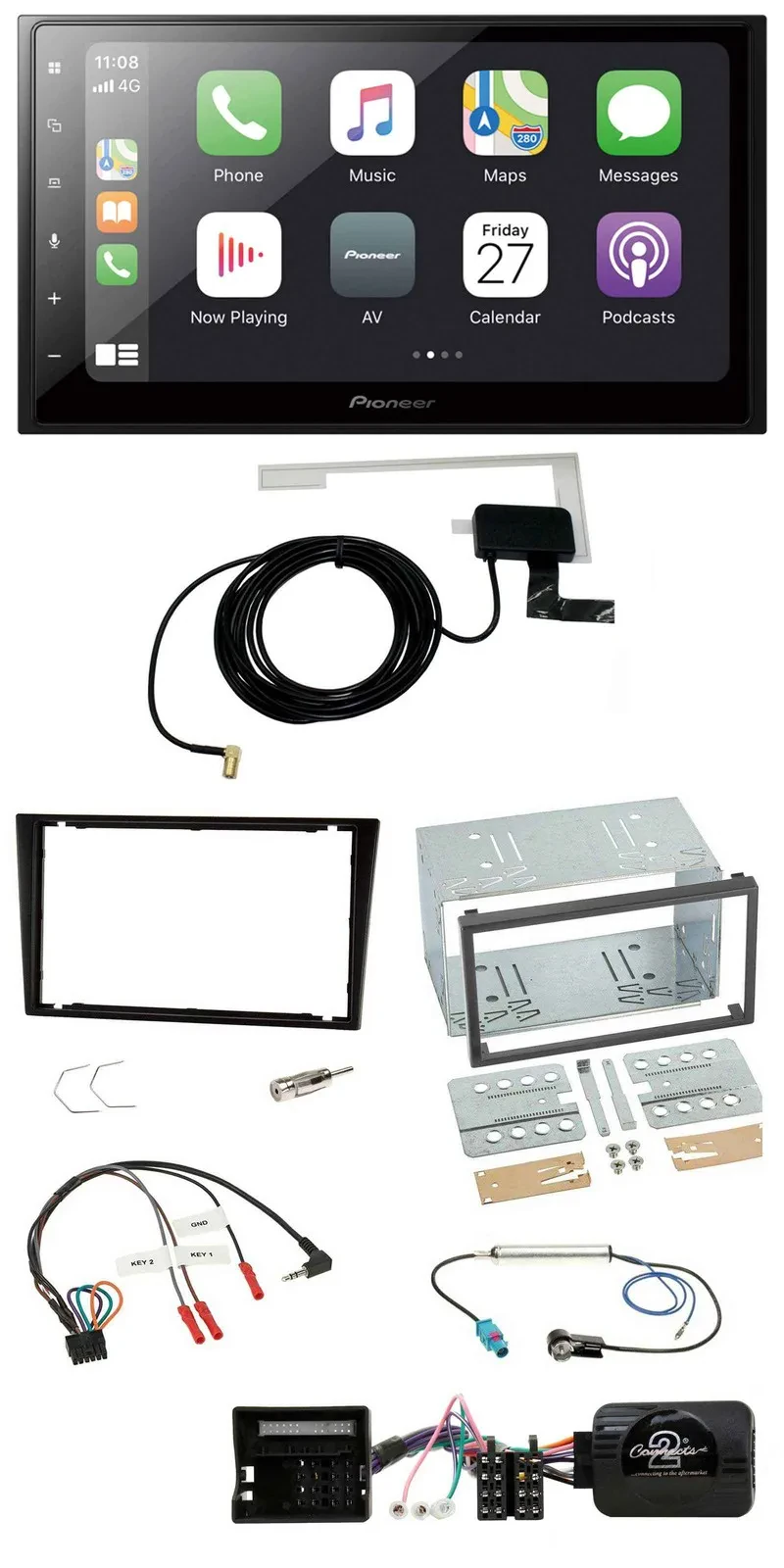 Pioneer USB Lenkrad 2DIN Bluetooth DAB Autoradio für Opel Corsa C schwarz