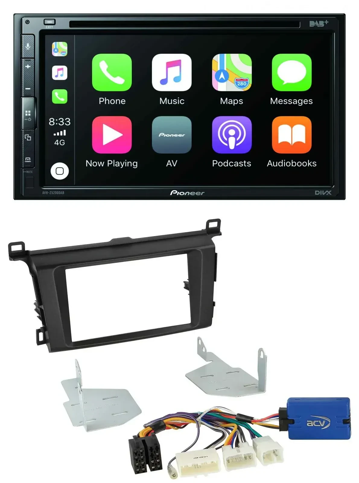 Автомагнитола для Toyota RAV4 (с 2013) Pioneer 2-DIN, DVD, DAB, Bluetooth, USB