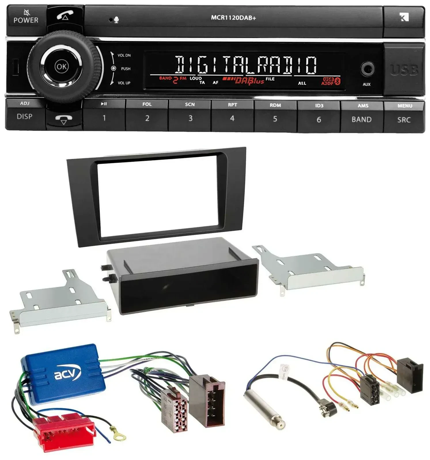 Kienzle Bluetooth MP3 USB DAB Autoradio für Audi A4 B5 99-01 Symphony Aktivsyste