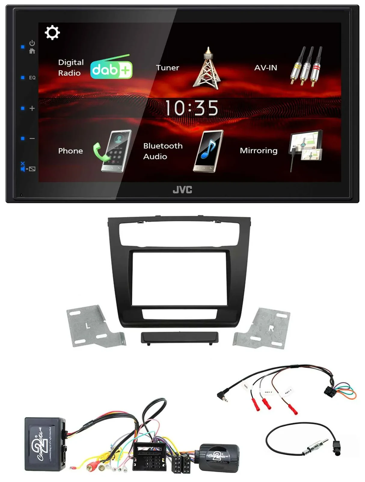 JVC USB Bluetooth Lenkrad DAB 2DIN Autoradio für BMW 1er Aktiv aut. Klima E87/E8
