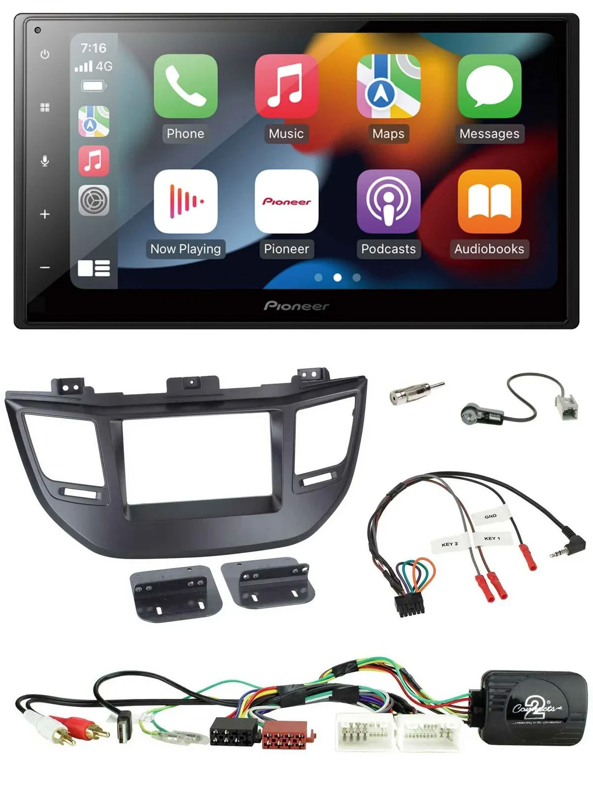 Pioneer DAB Bluetooth 2DIN USB Lenkrad Autoradio für Hyundai Tucson 15-20 schwar