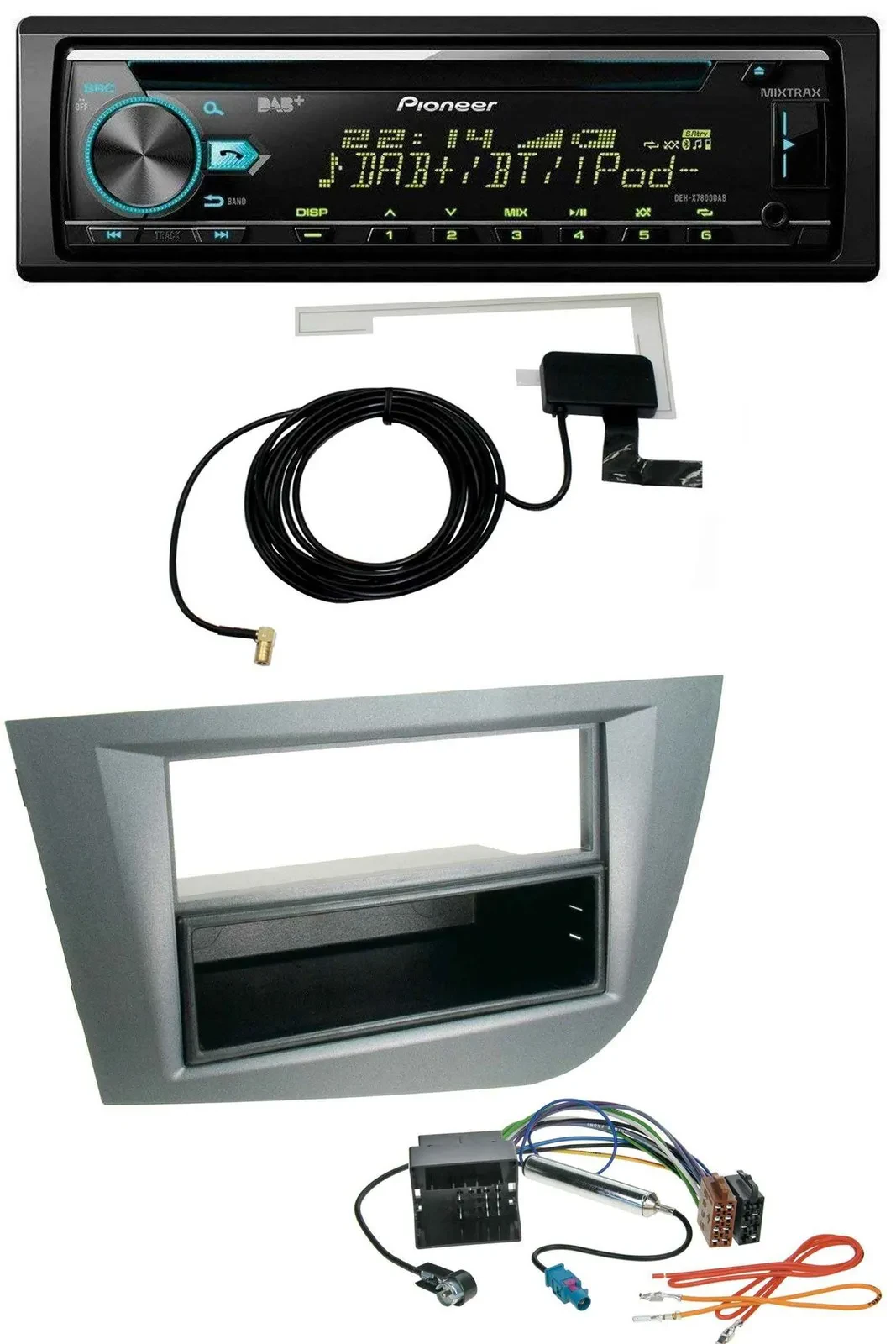 Pioneer MP3 AUX CD USB DAB Autoradio für Seat Leon ab 05 dunkelgrau metallic