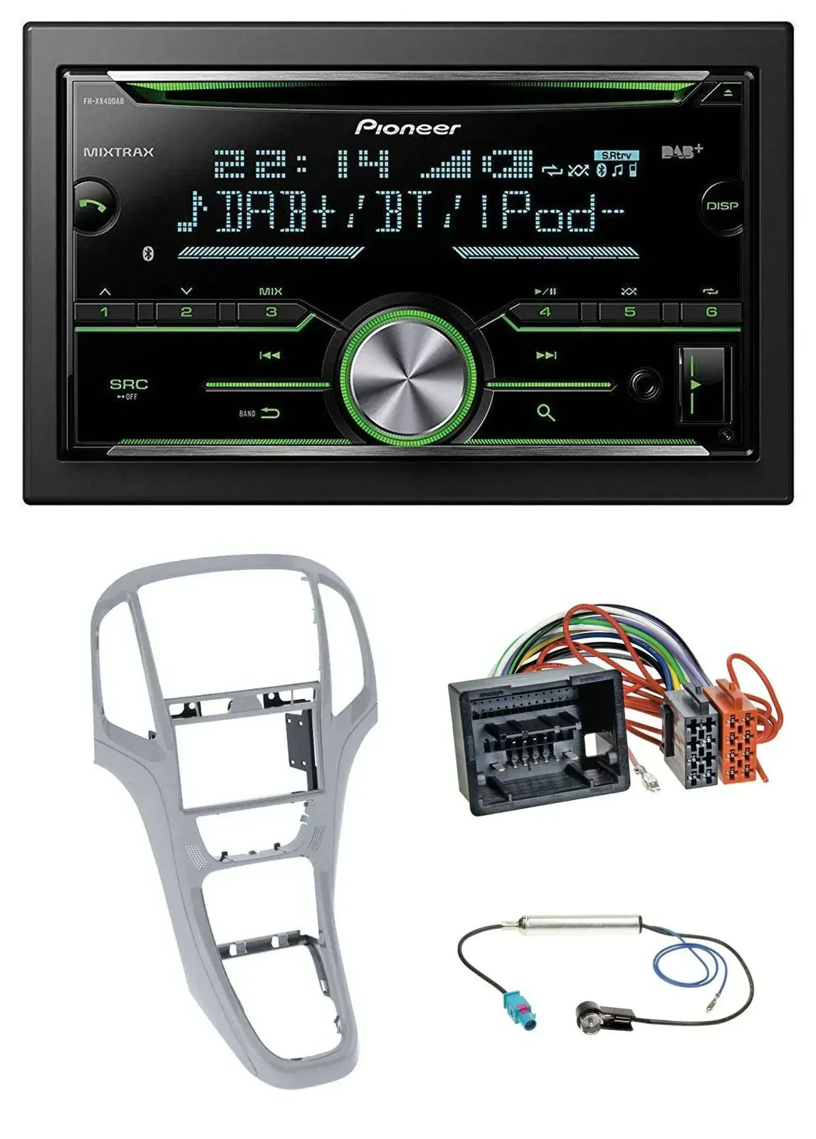 Автомагнитола Pioneer 2DIN Bluetooth DAB USB CD для Opel Astra J (с 2009), платиновый