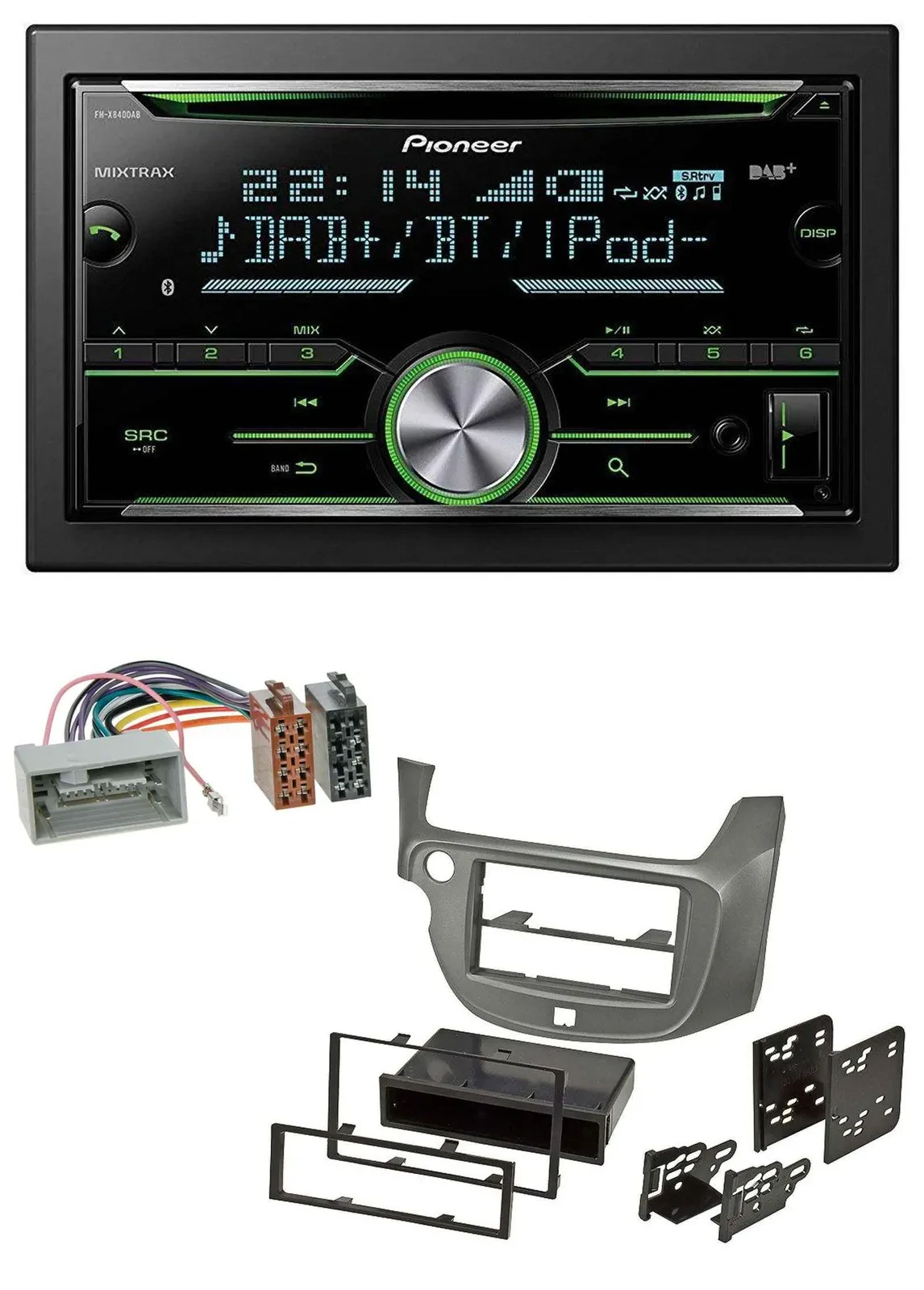 Автомагнитола для Honda Jazz (с 2009) Pioneer 2-DIN Bluetooth MP3 DAB USB CD серебристая