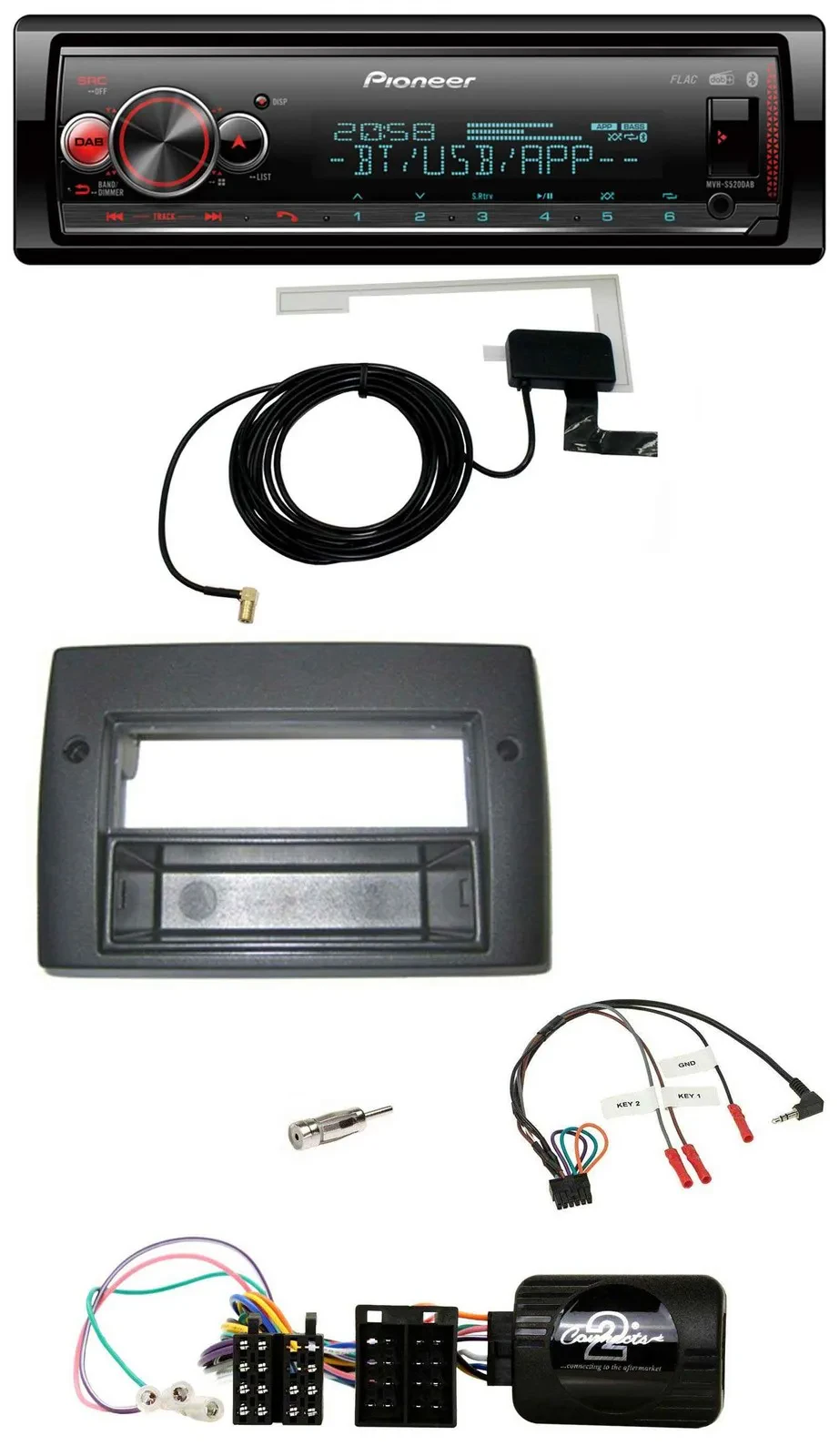 Pioneer Bluetooth DAB USB Lenkrad Autoradio für Fiat Stilo 2001-2007 Profi Ablag