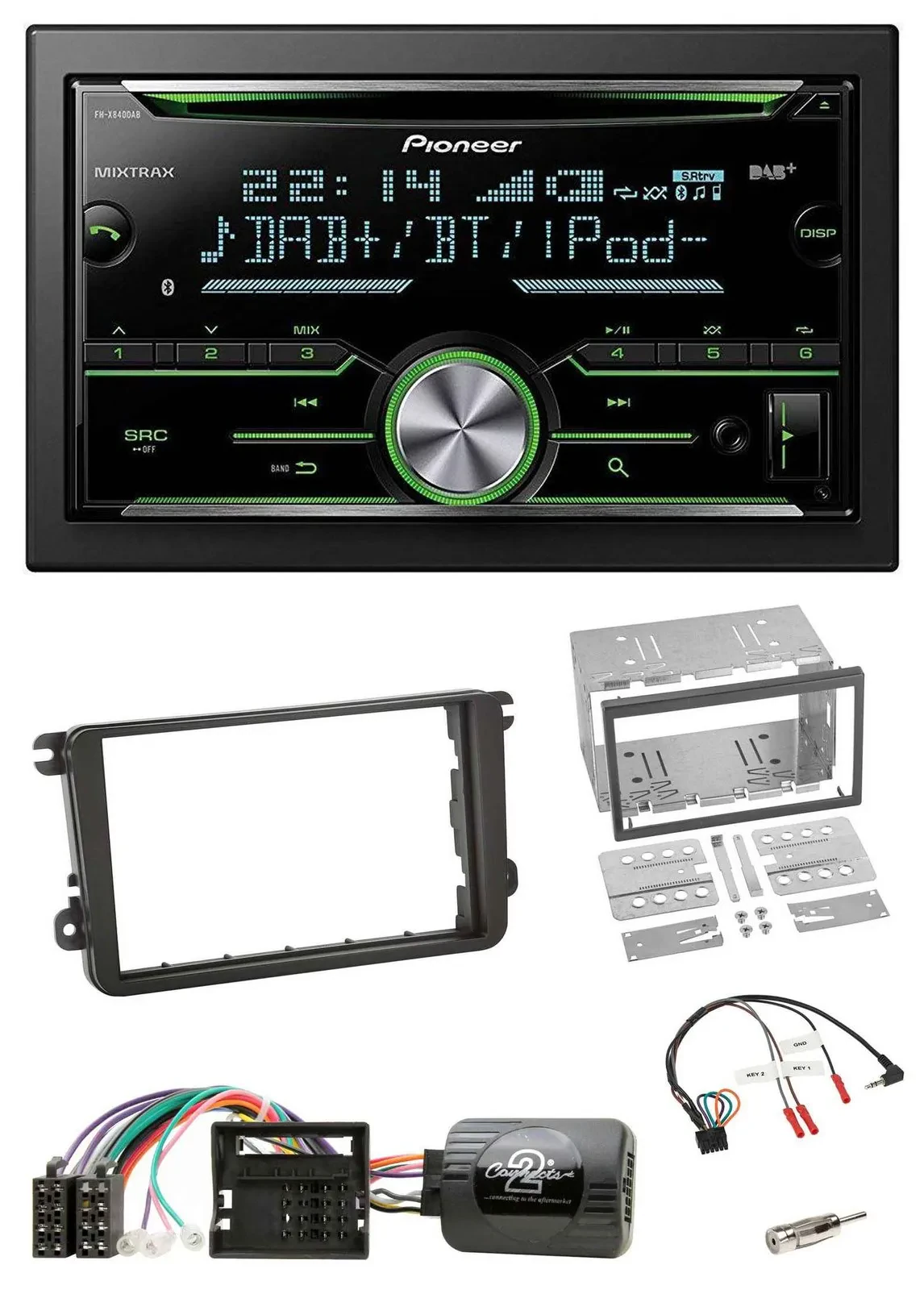 Pioneer Bluetooth Lenkrad DAB 2DIN USB CD Autoradio für Skoda Fabia 5J 2007-2014