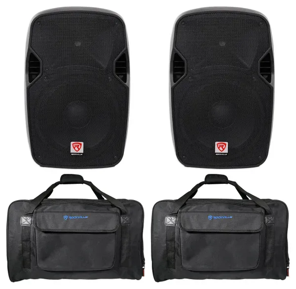 (2) Rockville SPGN124 12" 2400W DJ PA Speakers 4-Ohm+Speaker Bags