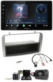 Автомагнитола Kenwood Bluetooth USB DAB для Alfa Romeo GT/147 (2007–2010), серебристая, с карманом и поддержкой управления на руле