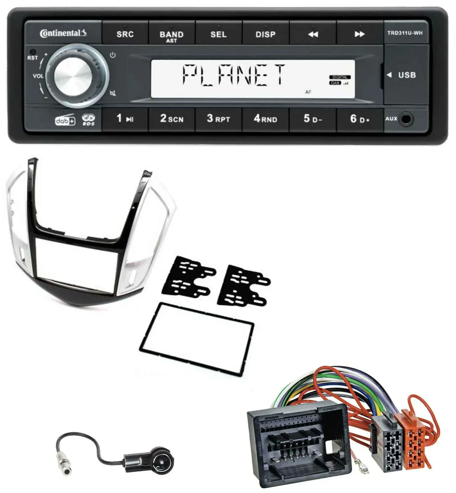 Continental MP3 AUX USB DAB 1DIN Autoradio für Chevrolet Cruze 2011-2016 silber
