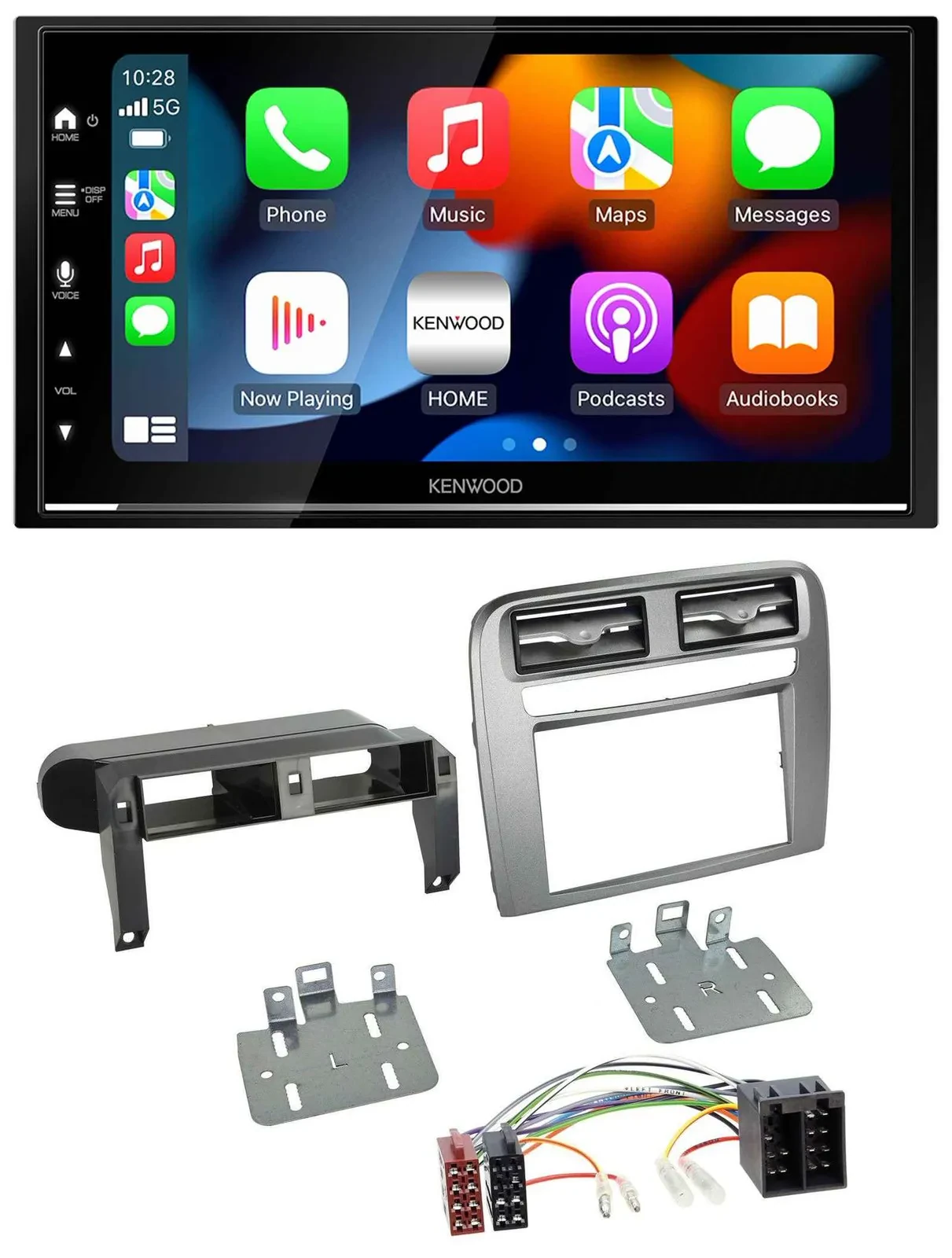 Автомагнитола Kenwood 2 DIN, DAB, USB, Bluetooth, MP3, для Fiat Grande Punto (2005–2009), антрацит