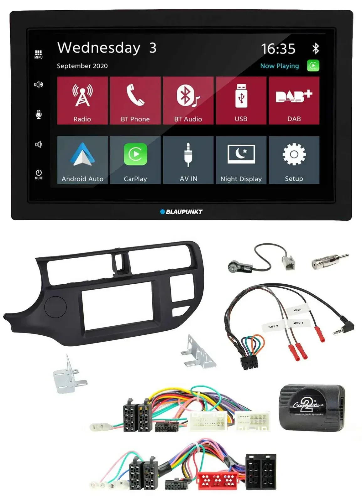Blaupunkt DAB Bluetooth USB Lenkrad 2DIN Autoradio für Kia Rio UB 11-15 schwarz