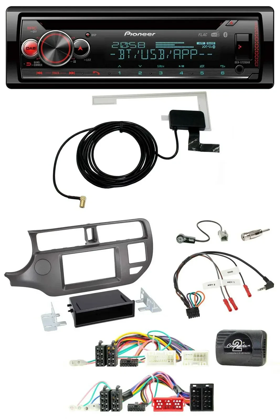 Автомагнитола для Kia Rio UB (2011–2015) Pioneer DAB, CD, USB, Bluetooth, антрацит