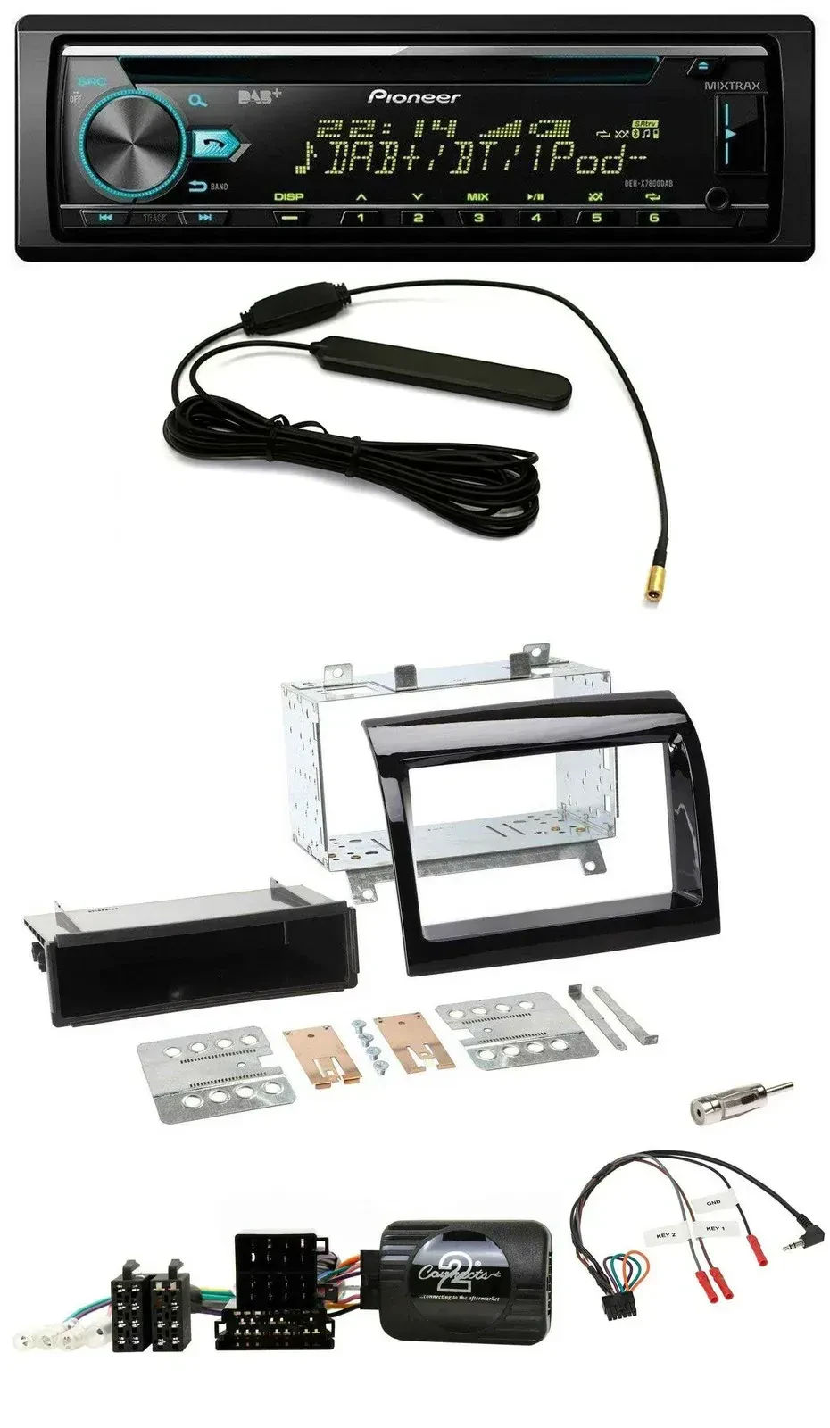 Автомагнитола Pioneer CD/MP3/DAB/USB для Fiat Ducato 2012–2015, поддержка управления с руля, черный глянец