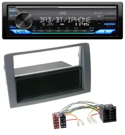 Автомагнитола для Fiat Idea (350, 2003–2011) JVC Bluetooth DAB USB серый