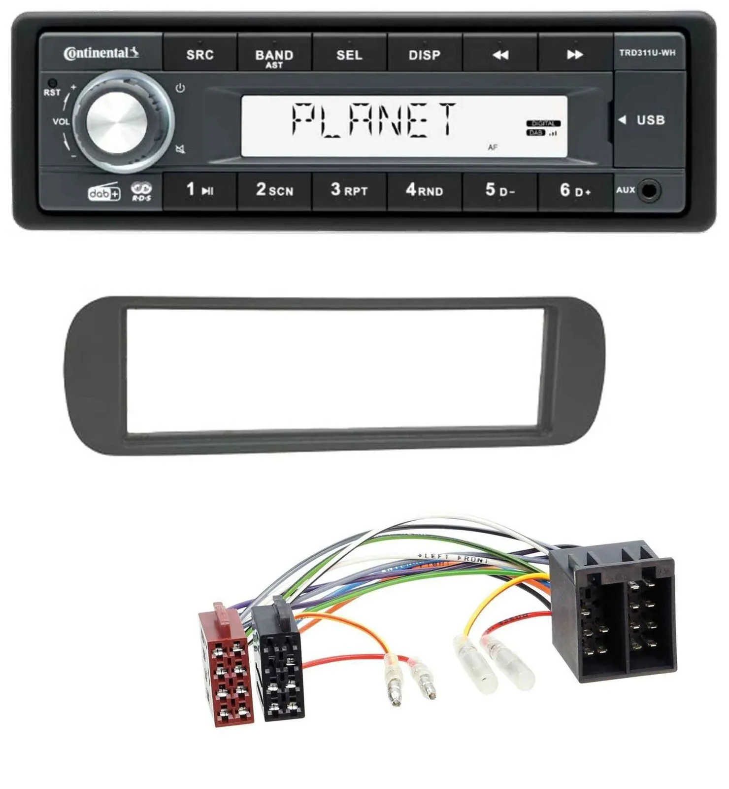 Continental MP3 AUX USB DAB 1DIN Autoradio für Lancia Y (1996-2004) - schwarz