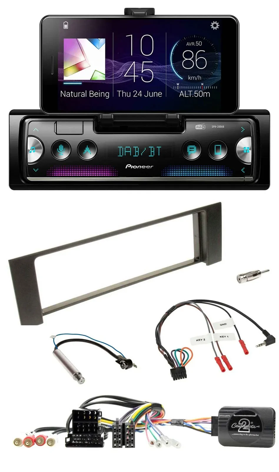 Автомагнитола для Audi A4 (2000–2009) Pioneer Bluetooth DAB USB ISO Fakra поддержка кнопок на руле