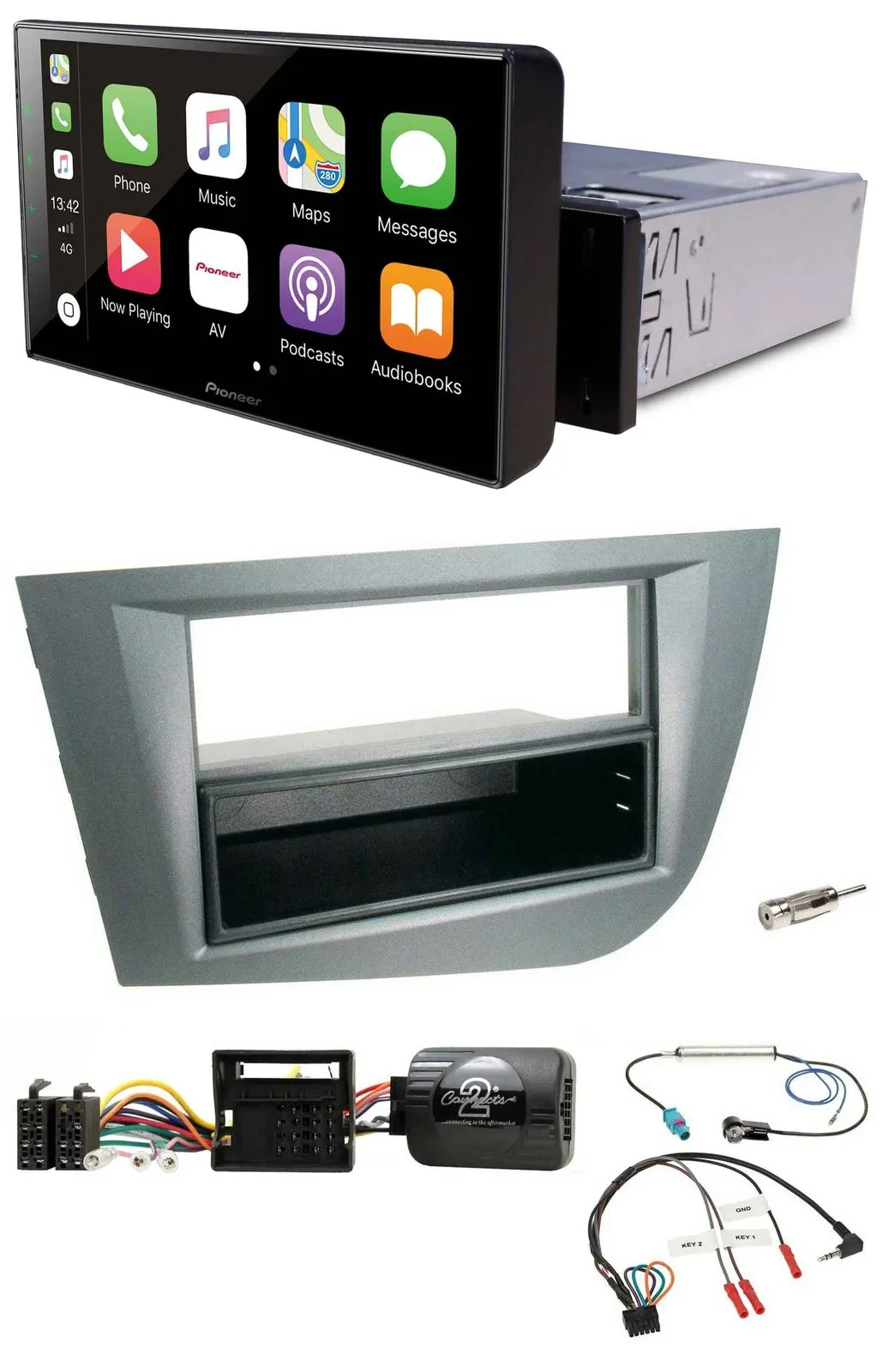 Pioneer Bluetooth Lenkrad DAB USB Autoradio für Seat Leon 2005-2010 dunkelgrau m