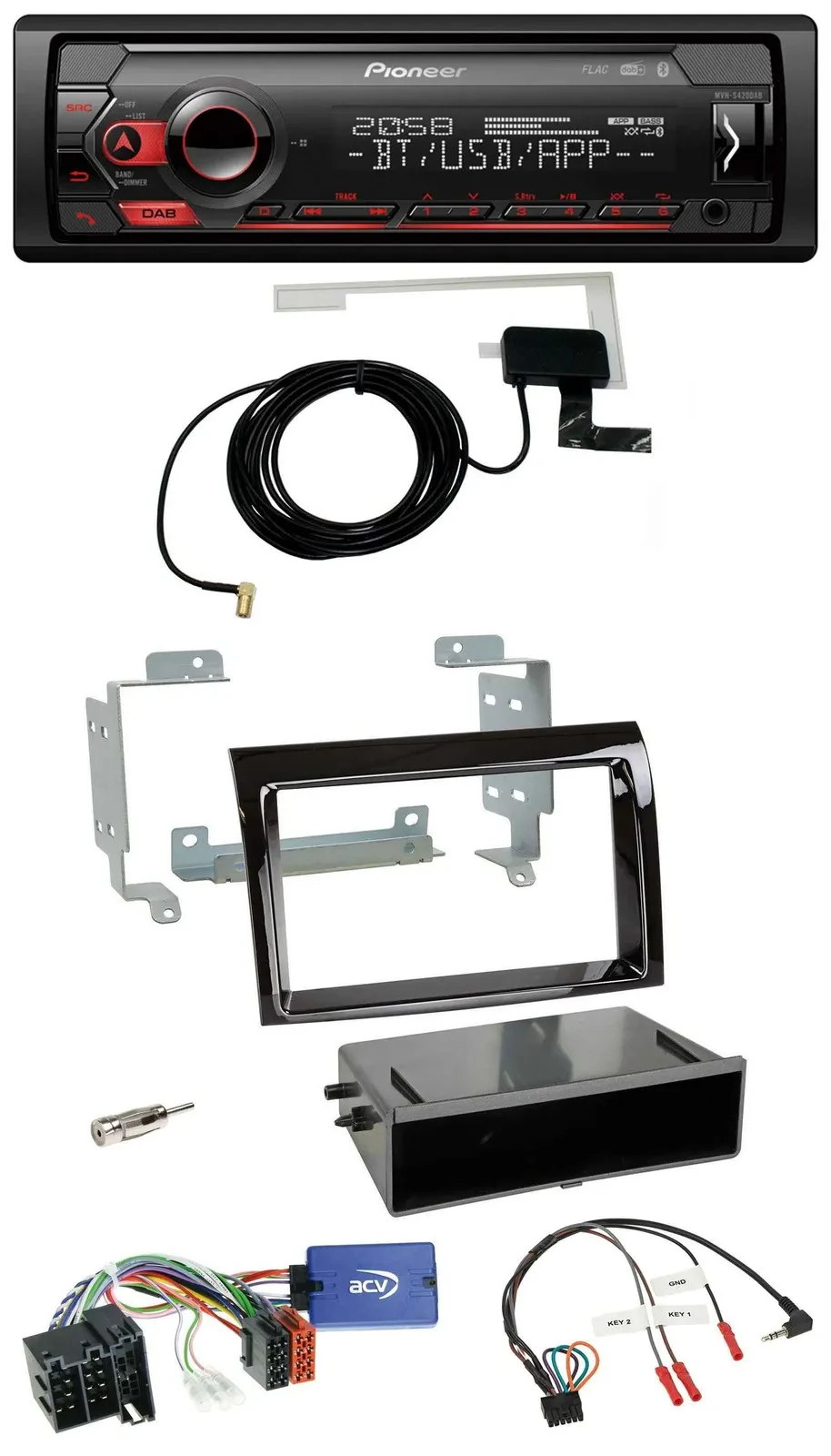 Автомагнитола для Fiat Ducato 2008–2011 Pioneer DAB, USB, Bluetooth, совместима с управлением на руле, цвет черный (piano black)