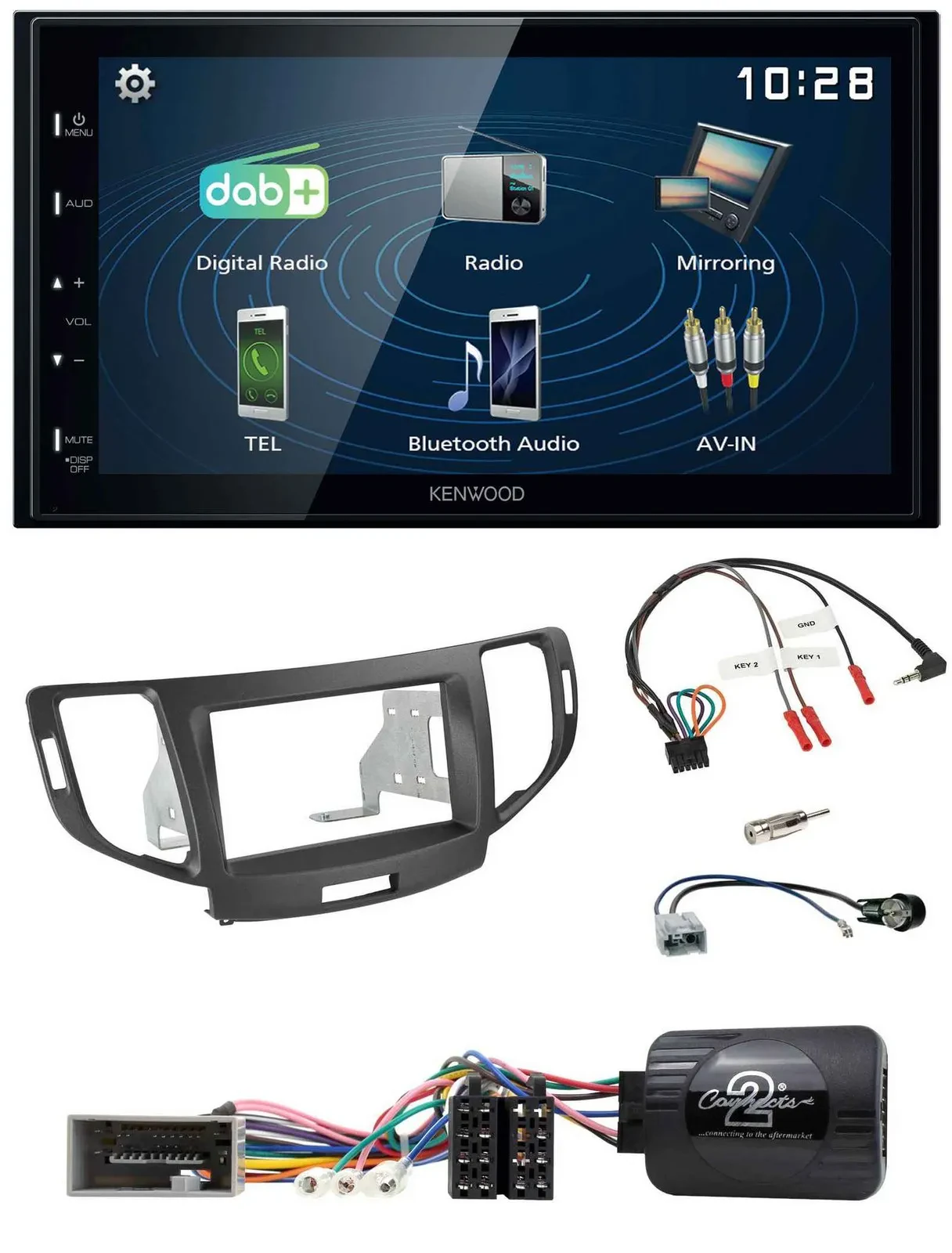 Kenwood 2DIN Bluetooth Lenkrad USB DAB Autoradio für Honda Accord 2008-2015 anth