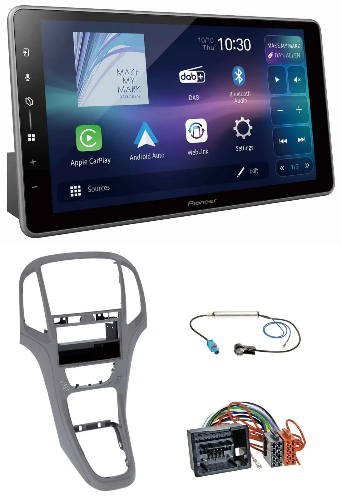 Pioneer Bluetooth USB DAB MP3 Autoradio für Opel Astra J ab 2009 Titan grau