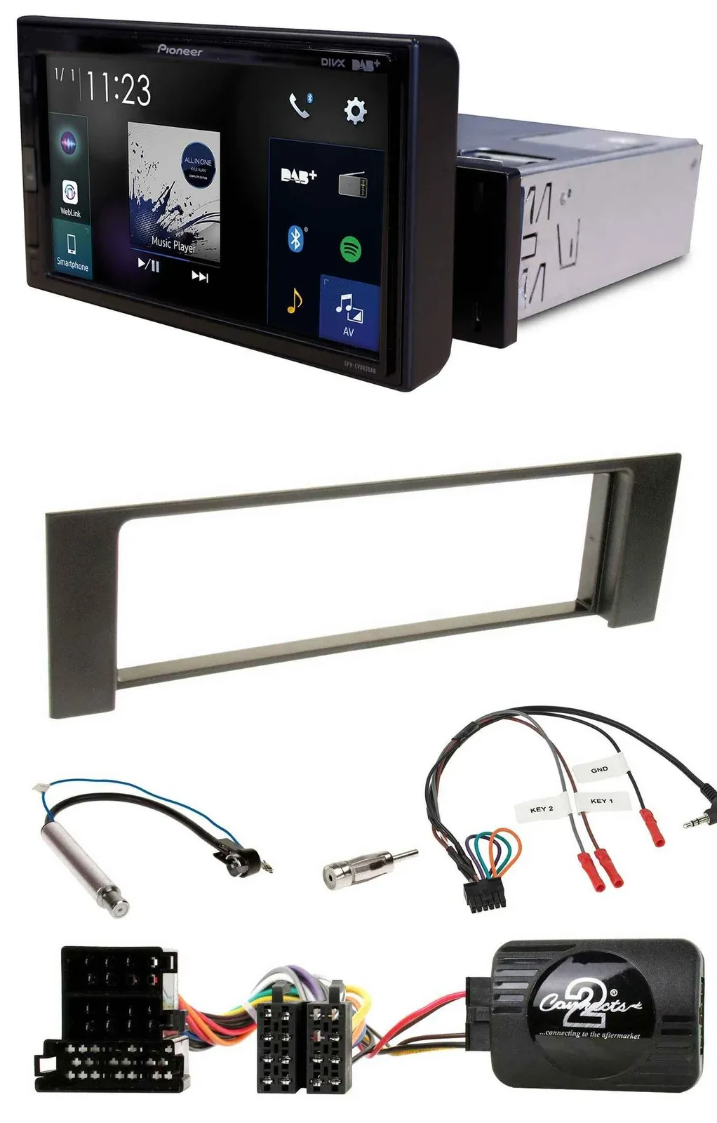 Pioneer DAB Lenkrad Bluetooth USB Autoradio für Audi A4 2000-2004 ISO