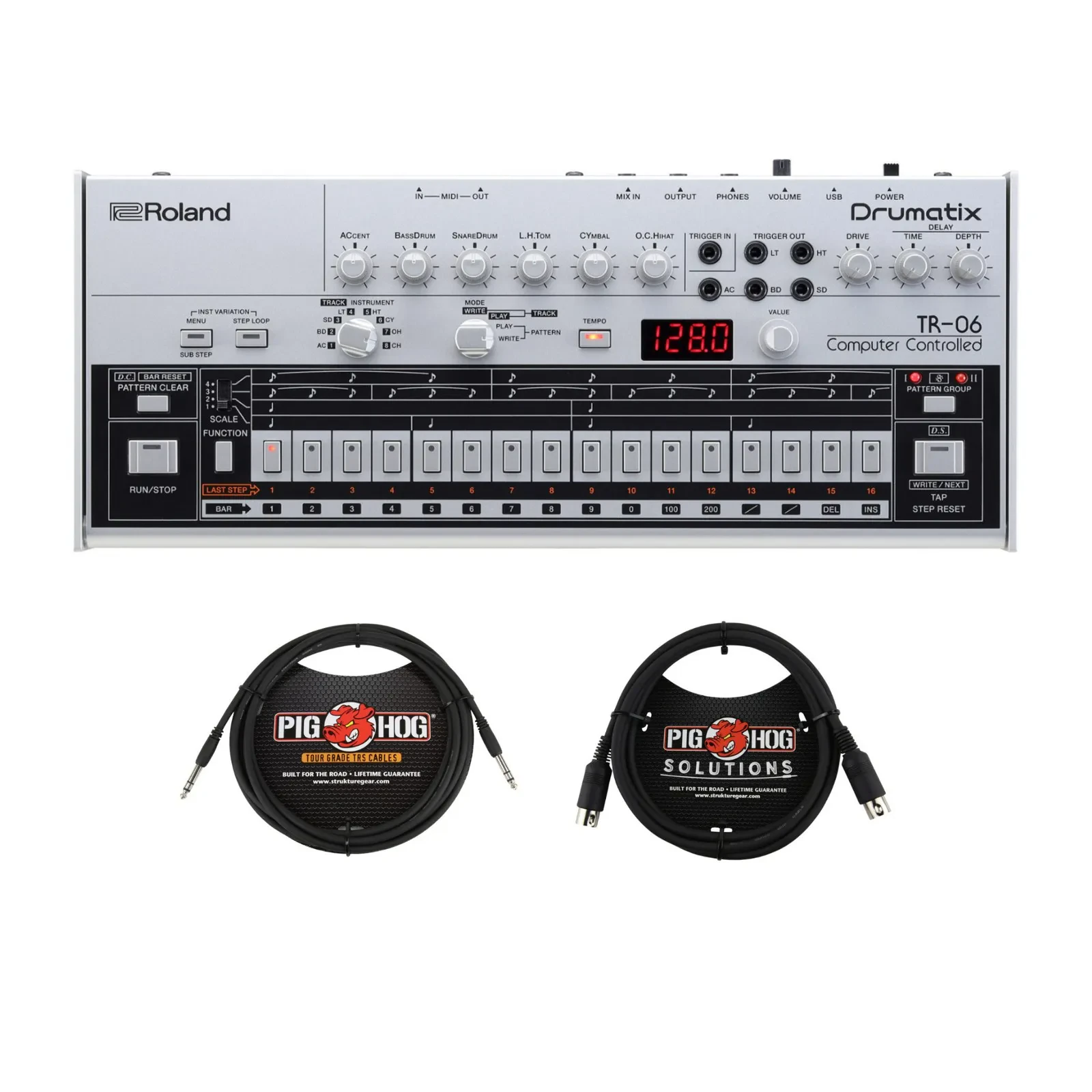 Б/У Чехол для музыкального оборудования Roland Boutique Compact Drum Machine (набор) серебристый с кабелями