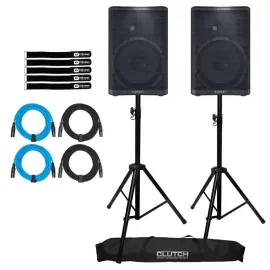 QSC CP12 CP Series 12" Powered Active DJ Pro Audio Speakers Pair w Stands Pack