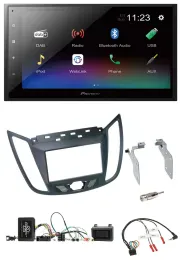 Pioneer USB Bluetooth DAB 2DIN Lenkrad Autoradio für Ford C-Max ab 2011 grau