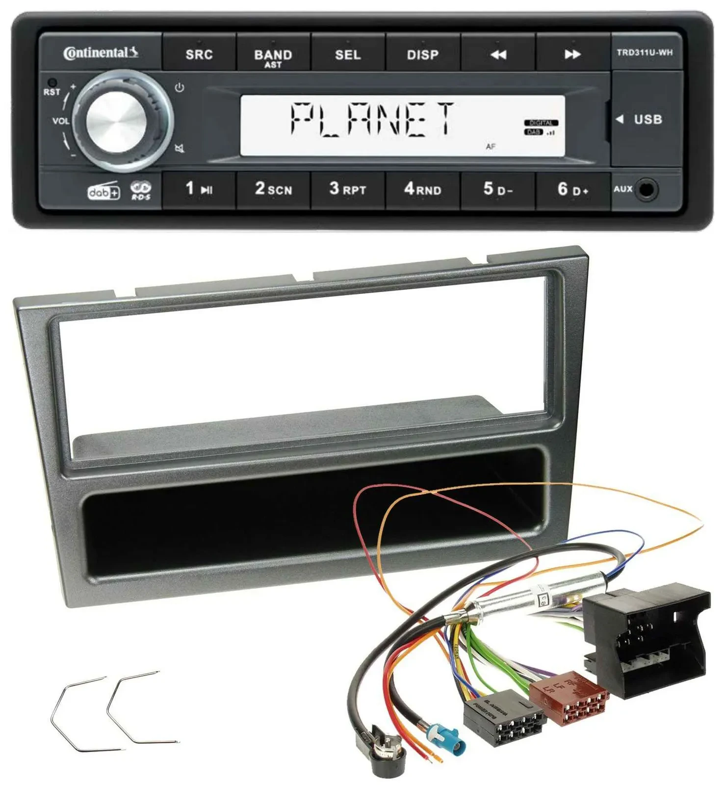 Автомагнитола Continental MP3 USB AUX DAB 1‑DIN для Opel Corsa C (Quadlock, 2004–2006)