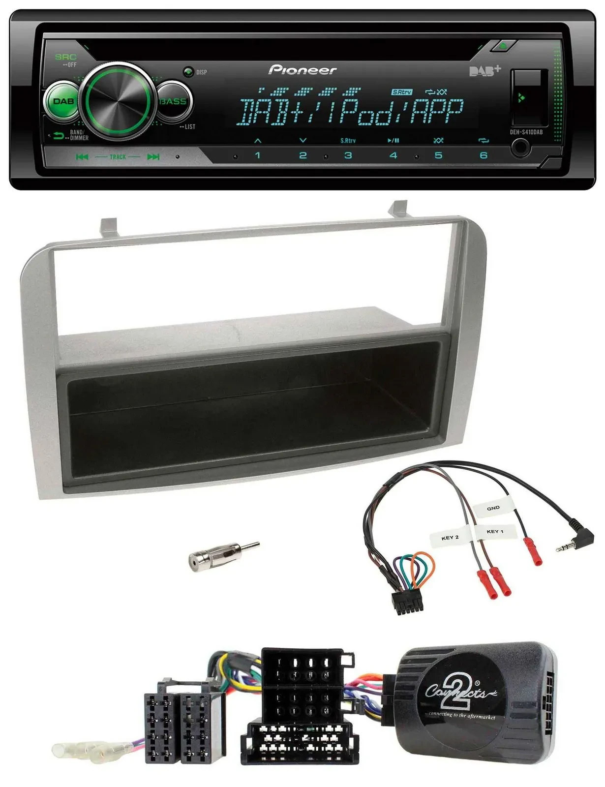Автомагнитола Pioneer USB MP3 DAB CD для Alfa Romeo GT/147 2007–2010, серебристая, с карманом