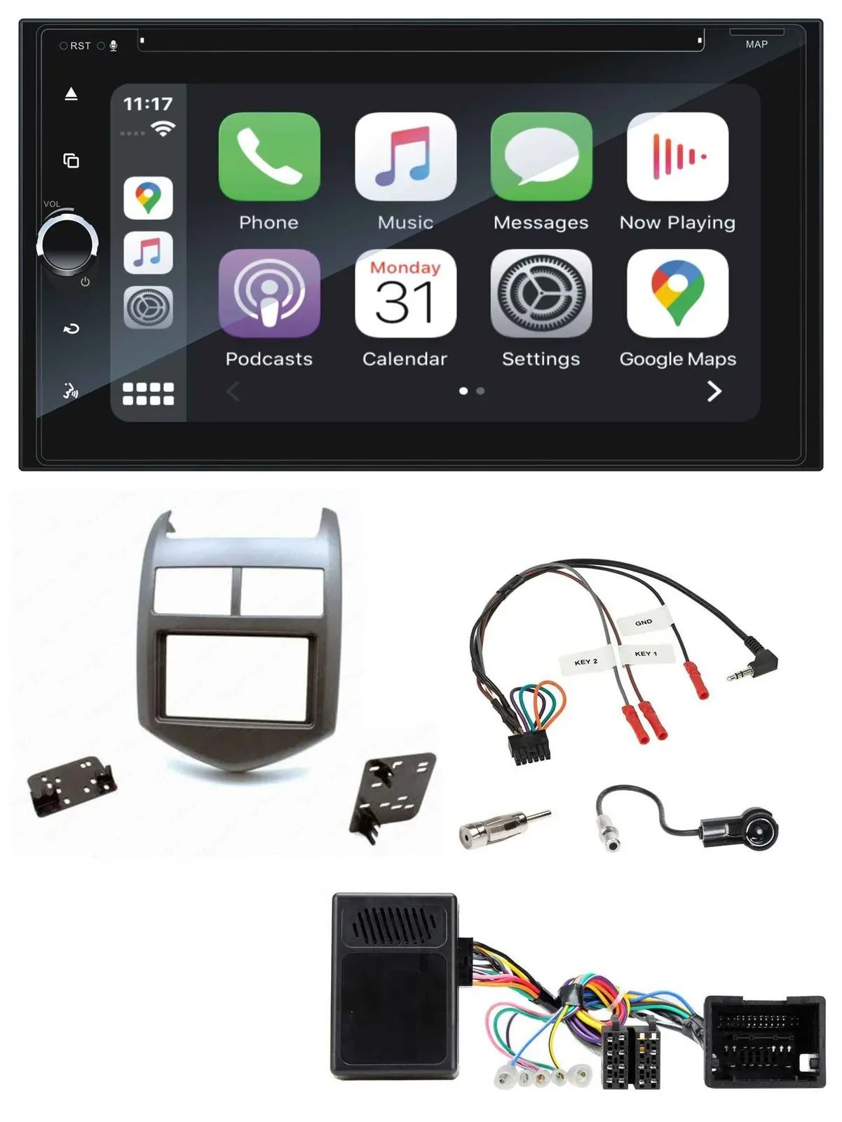 Blaupunkt DAB USB Bluetooth Lenkrad 2DIN TMC Navigation für Chevrolet Aveo ab 11
