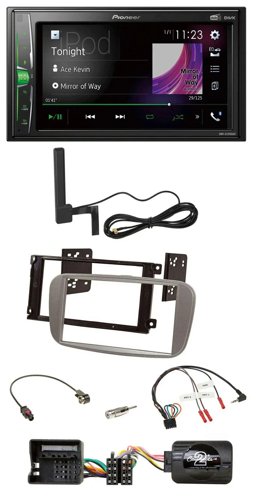 Pioneer MP3 DAB Lenkrad 2DIN Bluetooth Autoradio für Ford Focus Galaxy C-Max sil