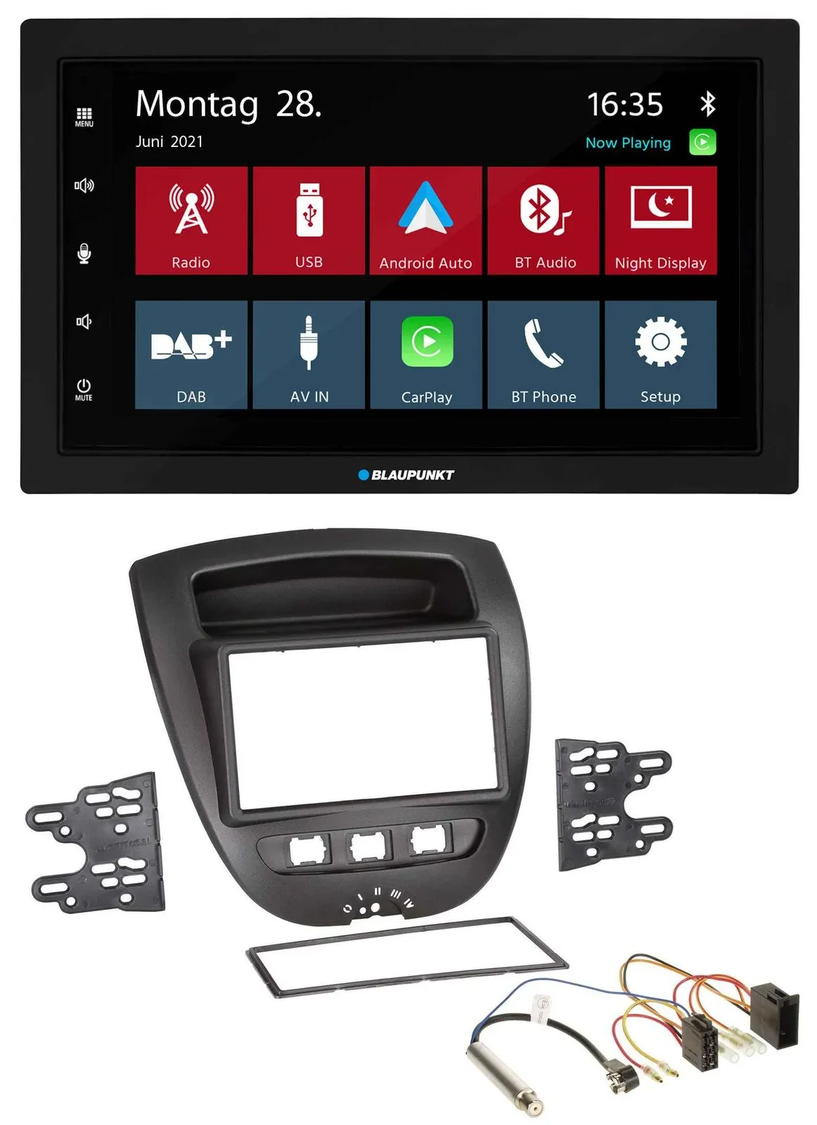 Автомагнитола Blaupunkt 2DIN Bluetooth DAB USB MP3 для Peugeot 107, Citroen C1, Toyota