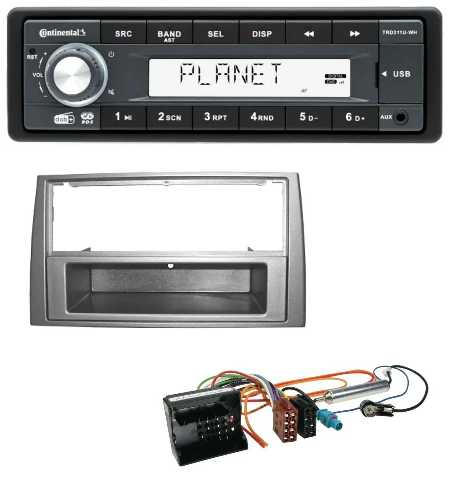 Continental MP3 AUX USB DAB 1DIN Autoradio für Peugeot 308 07-09 dunkelsilber