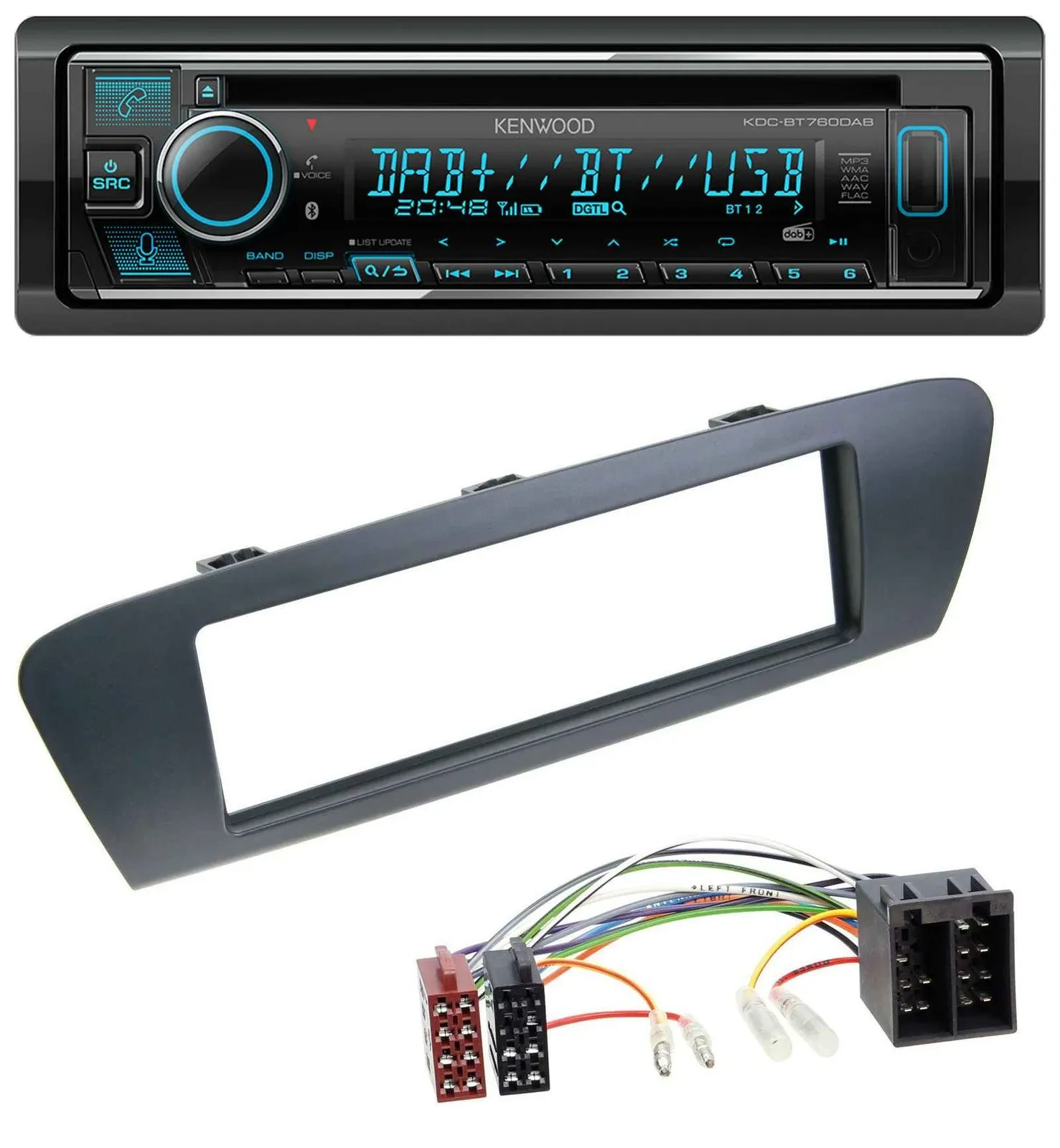 Kenwood MP3 Bluetooth DAB USB CD Autoradio für Renault Scenic (ab 09) - grau