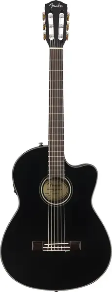 Классическая гитара с подключением Fender CN-140SCE Nylon Thinline Black WN 4/4 Konzertgitarre inkl. Koffer