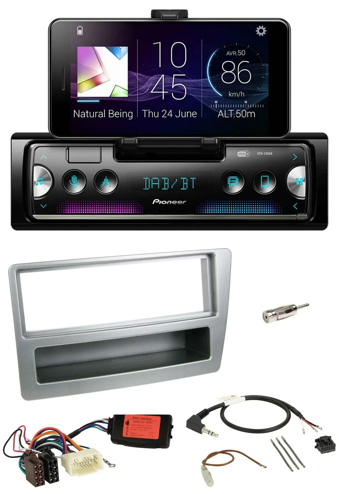 Pioneer USB Lenkrad Bluetooth DAB Autoradio für Honda Civic 2004-2006 silber