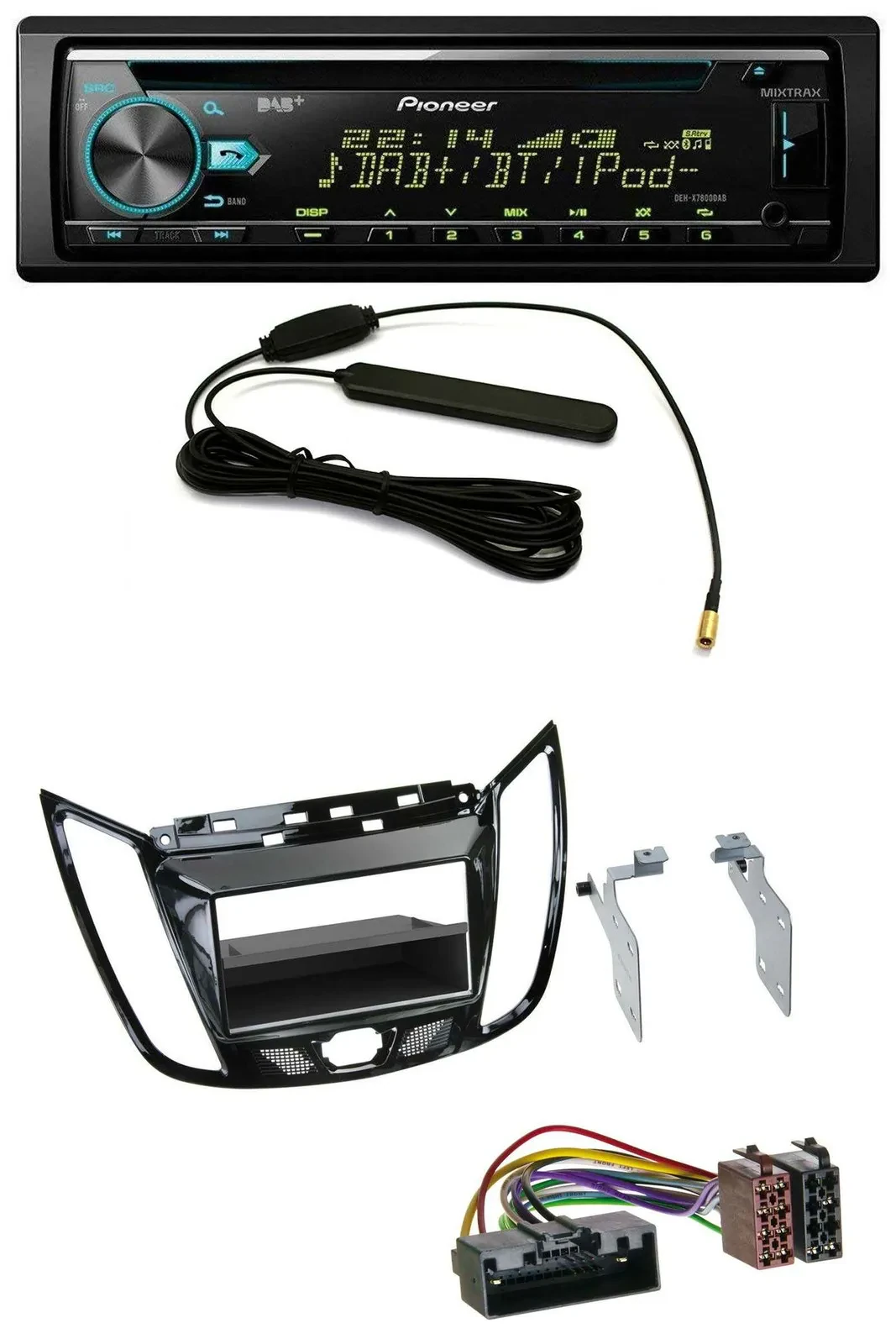 Pioneer CD MP3 AUX DAB USB Autoradio für Ford C-Max Kuga Klavierlack schwarz