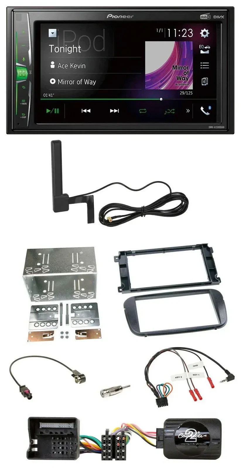 Автомагнитола Pioneer 2DIN, Bluetooth, DAB, MP3, для Ford S-Max/Mondeo (2007–2014), поддержка управления на руле