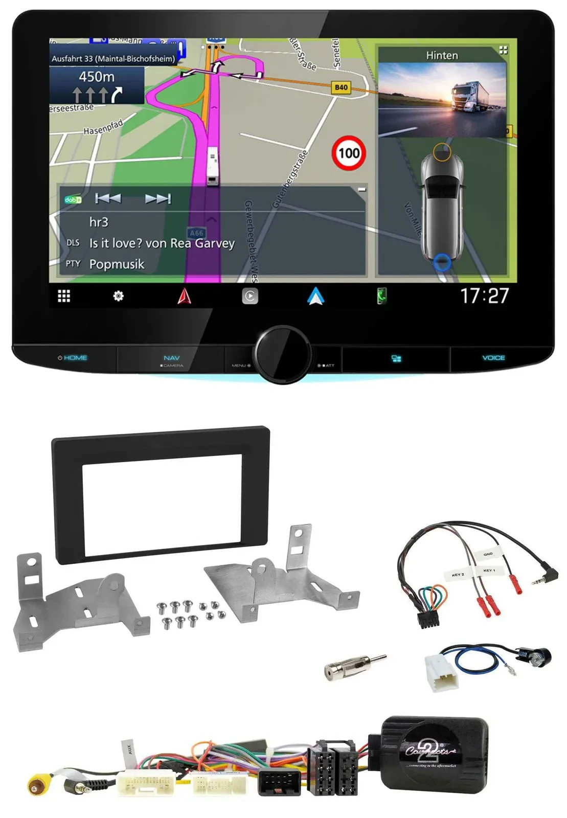 Kenwood Bluetooth DAB TMC 2DIN Lenkrad USB Navigation für Toyota Aygo ab 22 AB7