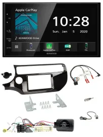 Kenwood Bluetooth Lenkrad DAB USB 2DIN Autoradio für Kia Rio UB 2017-2023 piano