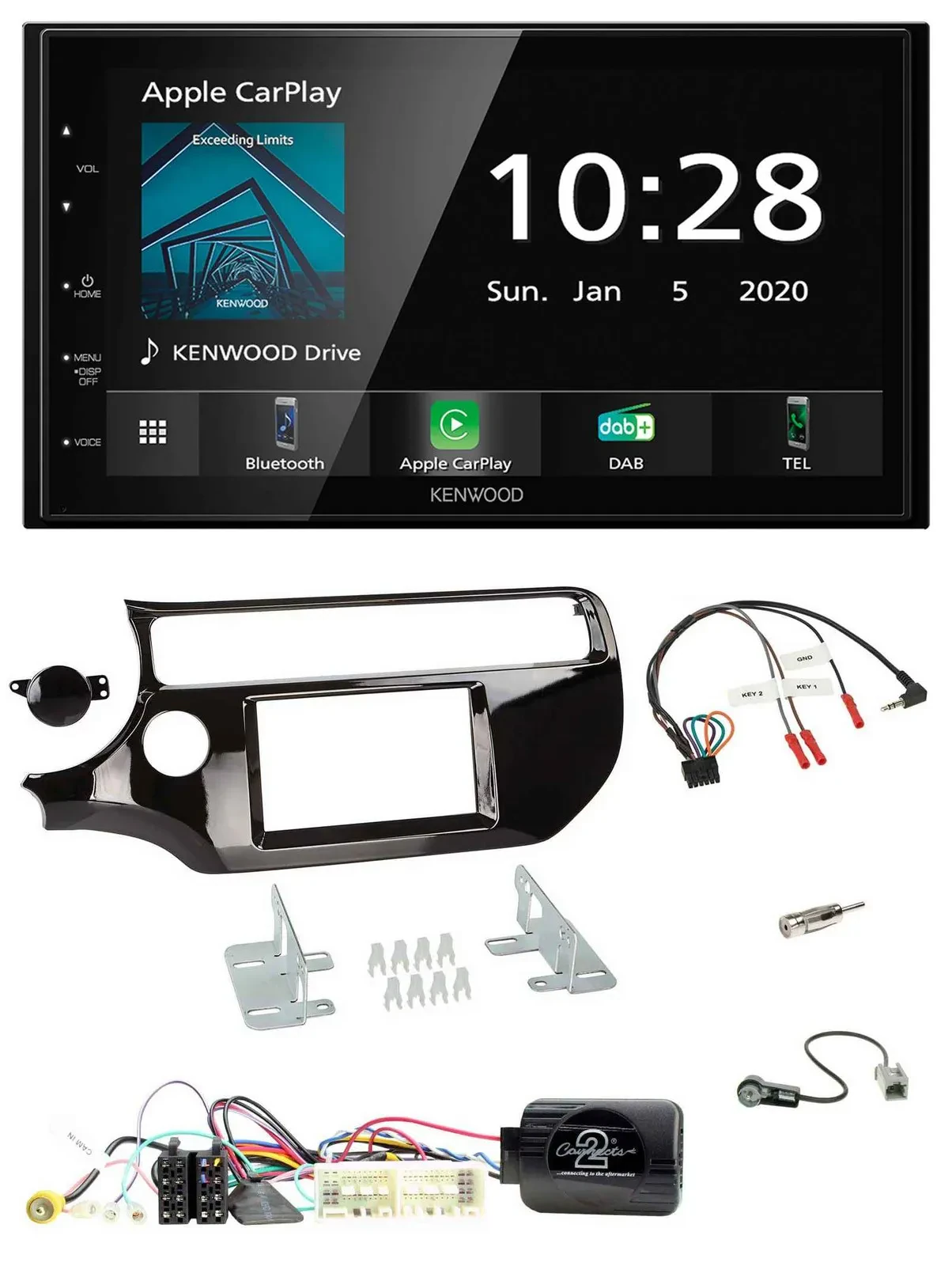 Kenwood Bluetooth Lenkrad DAB USB 2DIN Autoradio für Kia Rio UB 2017-2023 piano