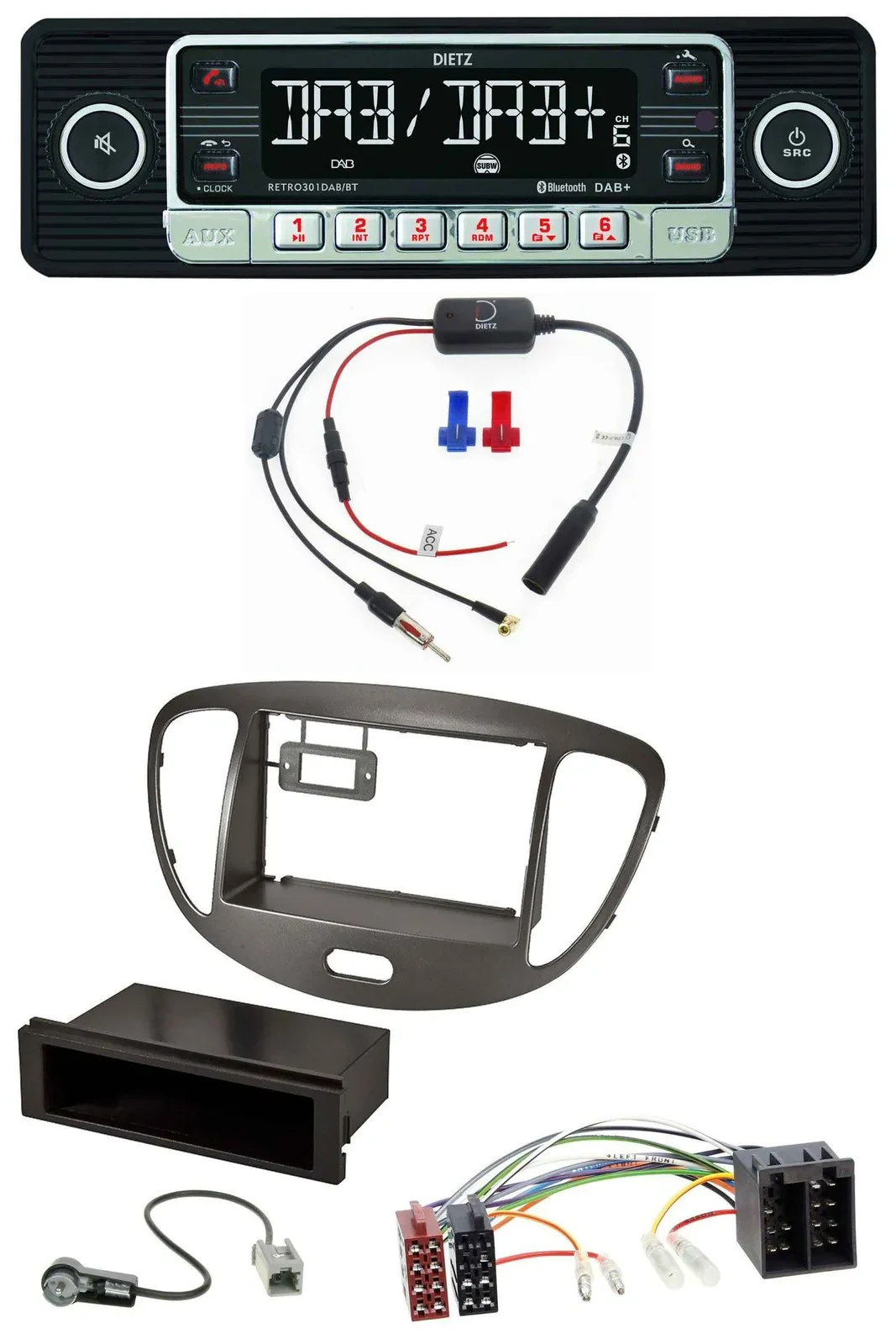 Dietz MP3 DAB Bluetooth USB Autoradio für Hyundai i10 2008-2013 dunkelsilber