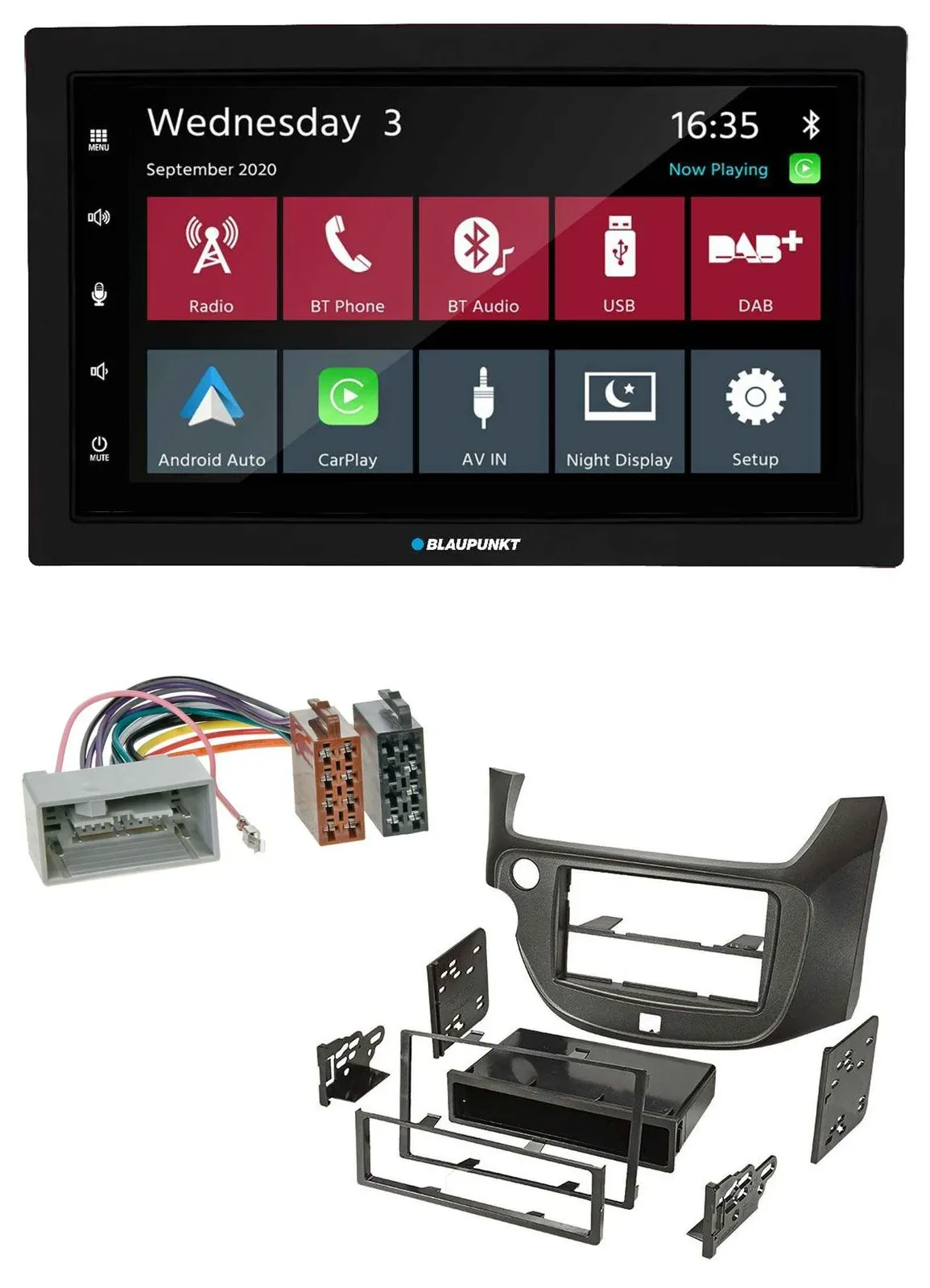 Автомагнитола для Honda Jazz (с 2009) Blaupunkt 2DIN, DAB, Bluetooth, USB, MP3, матовый чёрный